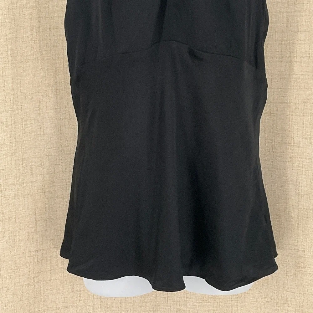 Michael Kors Halter Top Women 10‎ Black Silk Beaded Neckline Chic Evening Blouse